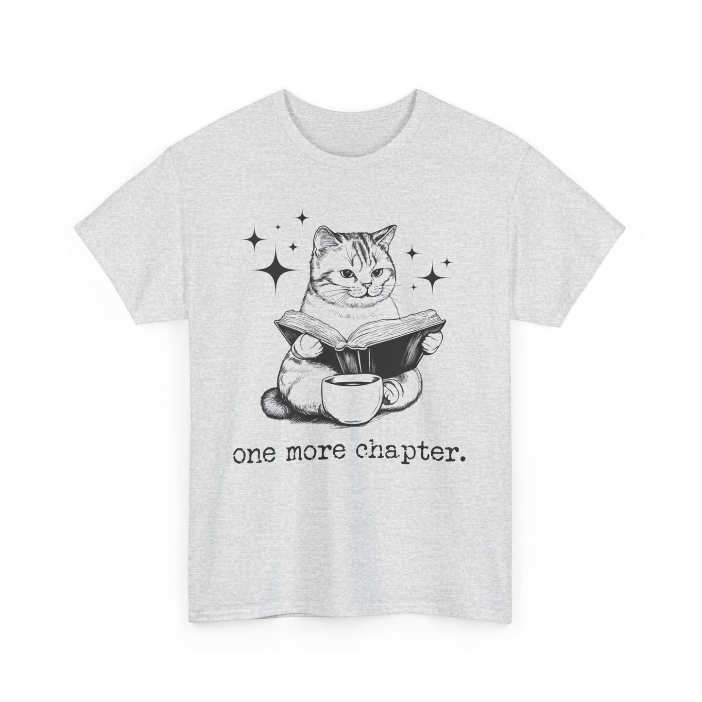 One More Chapter Bookish T-Shirt -  Funny Cat Reading a Book Graphic Tee | 0015