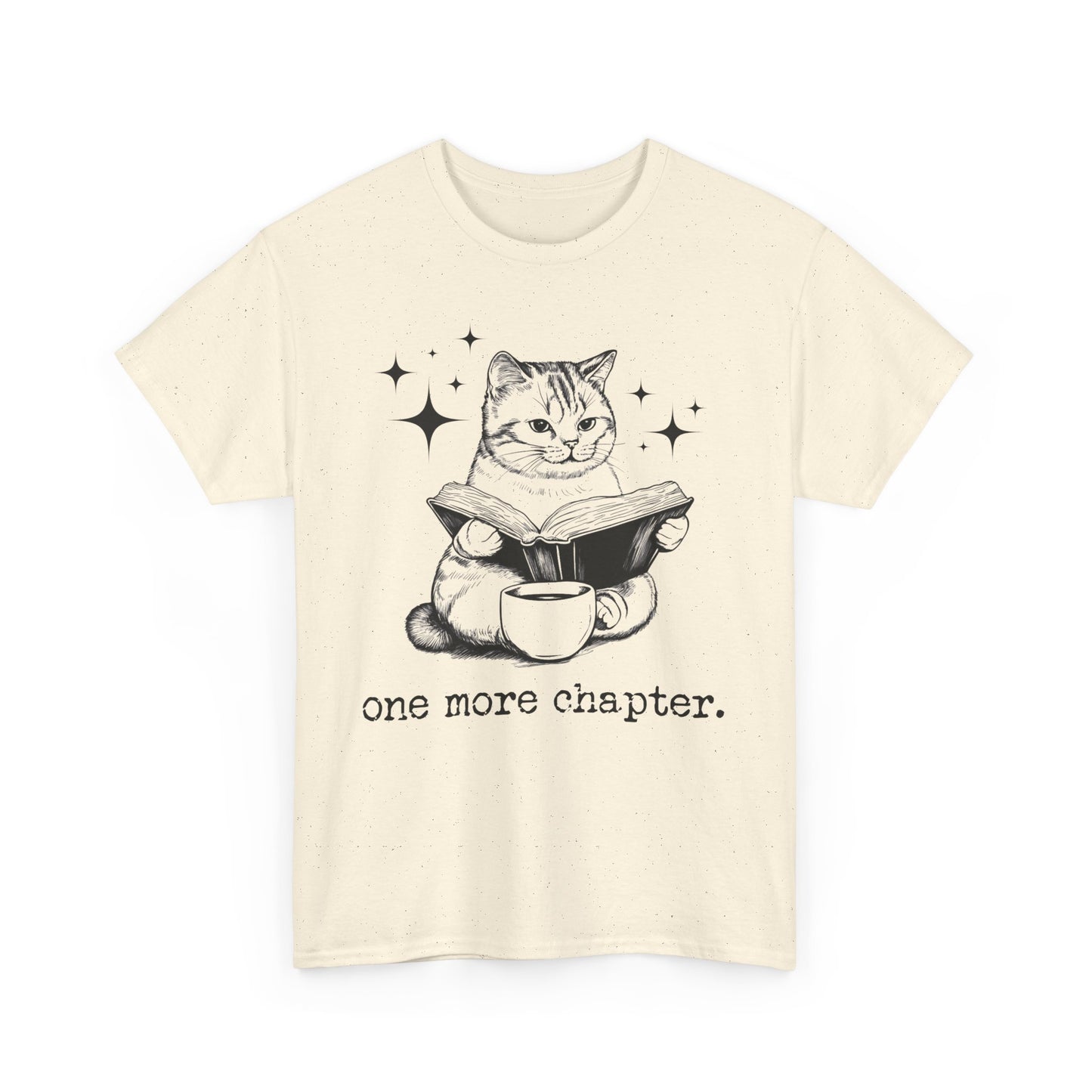 One More Chapter Bookish T-Shirt -  Funny Cat Reading a Book Graphic Tee | 0015