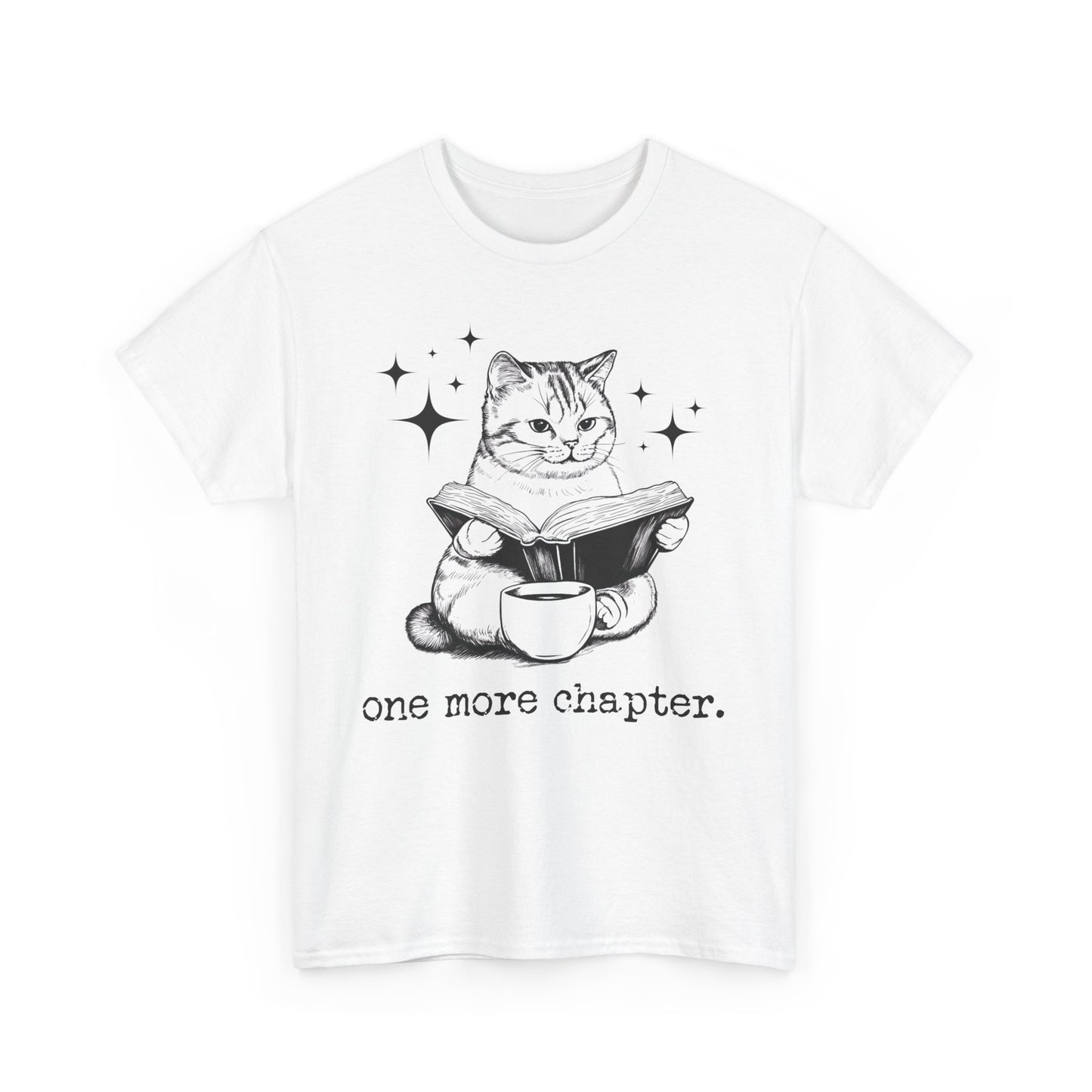 One More Chapter Bookish T-Shirt -  Funny Cat Reading a Book Graphic Tee | 0015