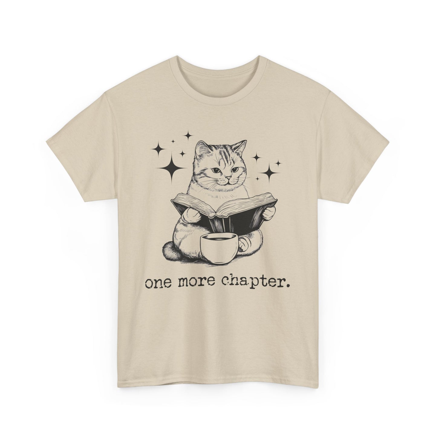 One More Chapter Bookish T-Shirt -  Funny Cat Reading a Book Graphic Tee | 0015