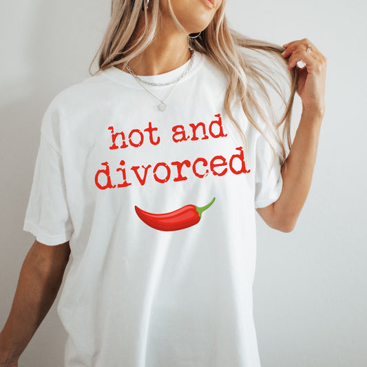 Vintage Red Letters Tee "Hot and Divorced" Funny Shirt | 0001 |