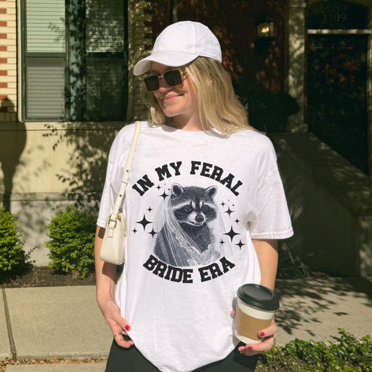 Funny Raccoon Bride T-Shirt- In My Feral Bride Era | 0002